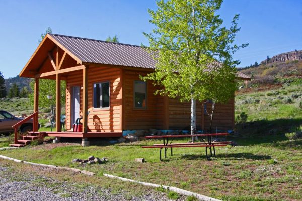 Cozy Cabin camping option at Blue Mesa Escape, west of Gunnison Colorado