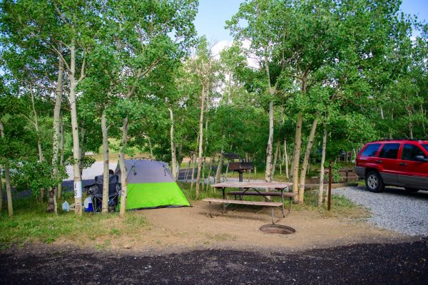 Base camp at Golden Gate Canyon Tent campsite near Denver and Black Hawk Colorado