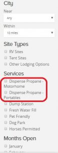 Search Camp Colorado for propane (LP)