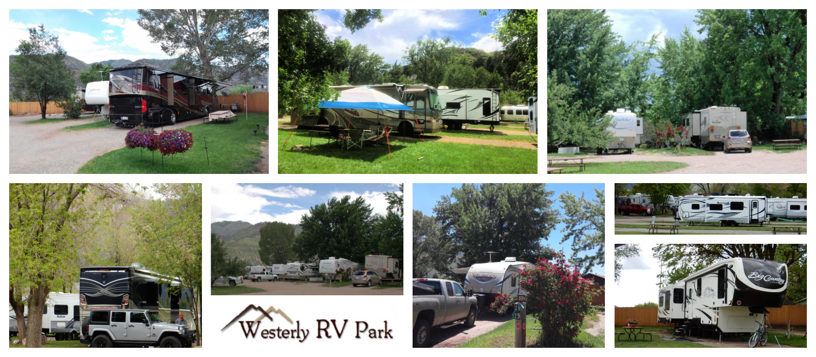 Collage of scenes at Westerly RV Park in Durango Colorado