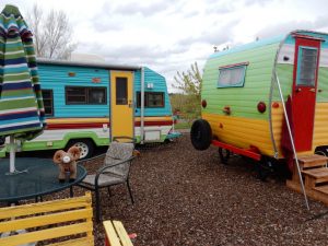 Rental vintage travel trailers for other lodging option at Circle The Wagon RV Park (La Veta CO)