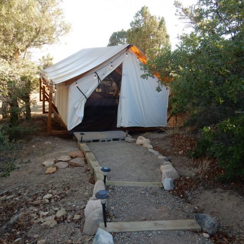 Glamping canvas tents at The Views RV Park & Campground (Dolores)