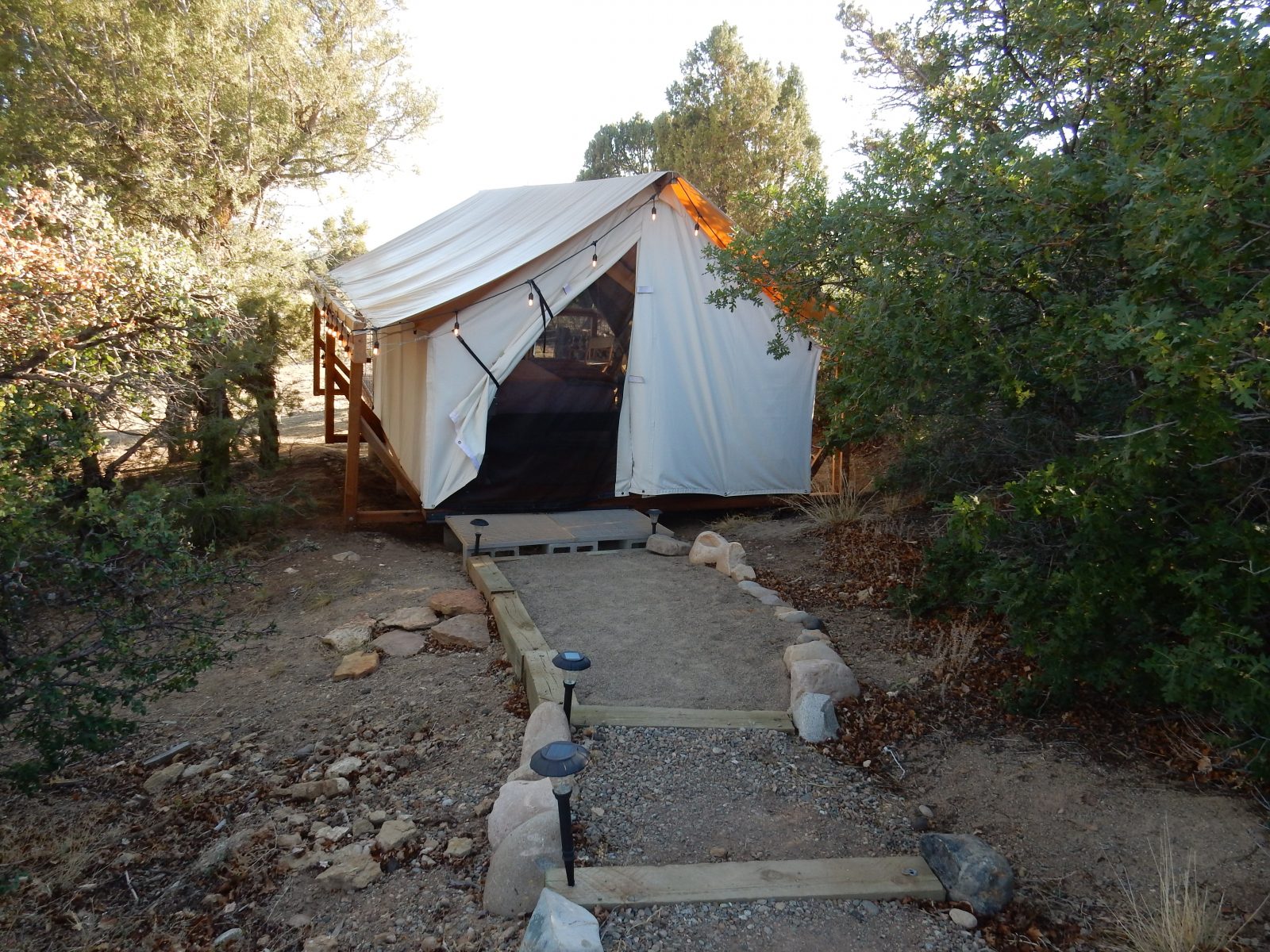 Glamping canvas tents at The Views RV Park & Campground (Dolores)