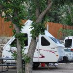 RV on campsite at Canyonside Campground Poudre Canyon