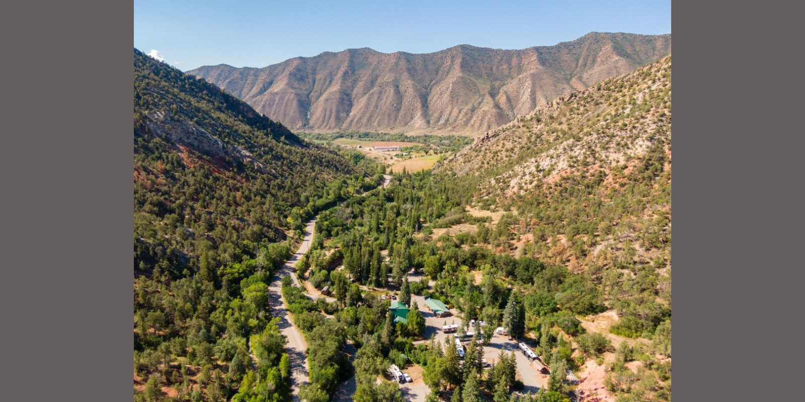 Aerial shot of Elk Creek Campground in New Castle Colorado