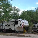 Falcon Meadow RV Campground near Colorado Springs RV with USA flag