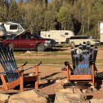 Cool firepit area and chairs at at Cripple Creek KOA
