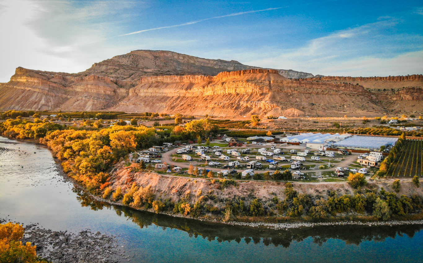 Palisade Basecamp RV Resort in Palisade Colorado aerial