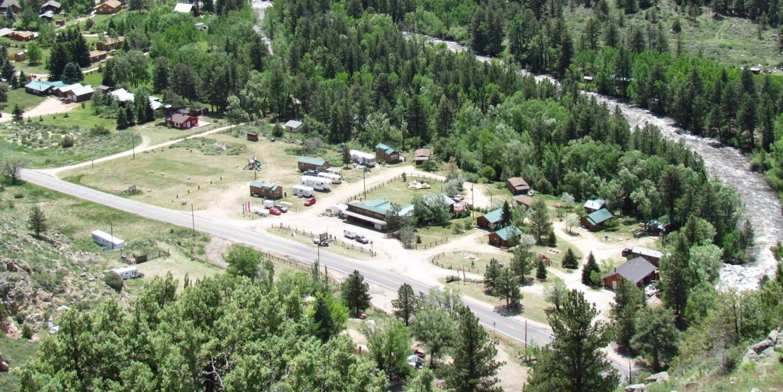 Poudre River Resort in the Poudre Canyon of northern Colorado - aerial