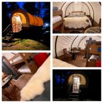 Tall Texan RV Park Cabins Glamping in Gunnison Colorado Covered Wagon collage