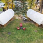 Tall Texan RV Park Glamping Gunnison Colorado covered wagons from above