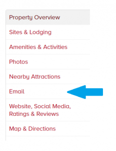 Image of where the email tab is located in a listing